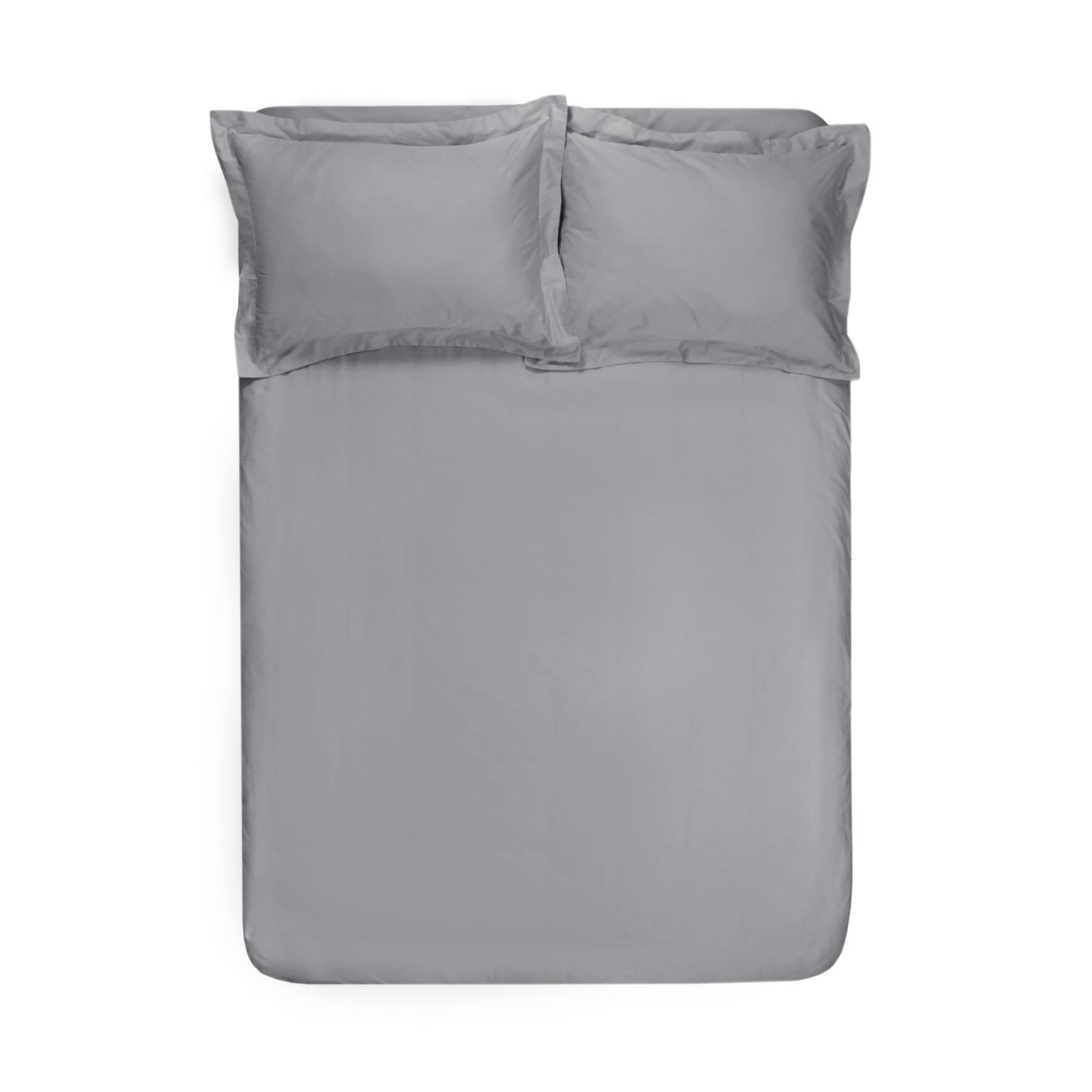 Простынь на резинке с наволочками Lotus Home Basic premium сатин 160х200 см + 50х70 см х 2 шт. Серый