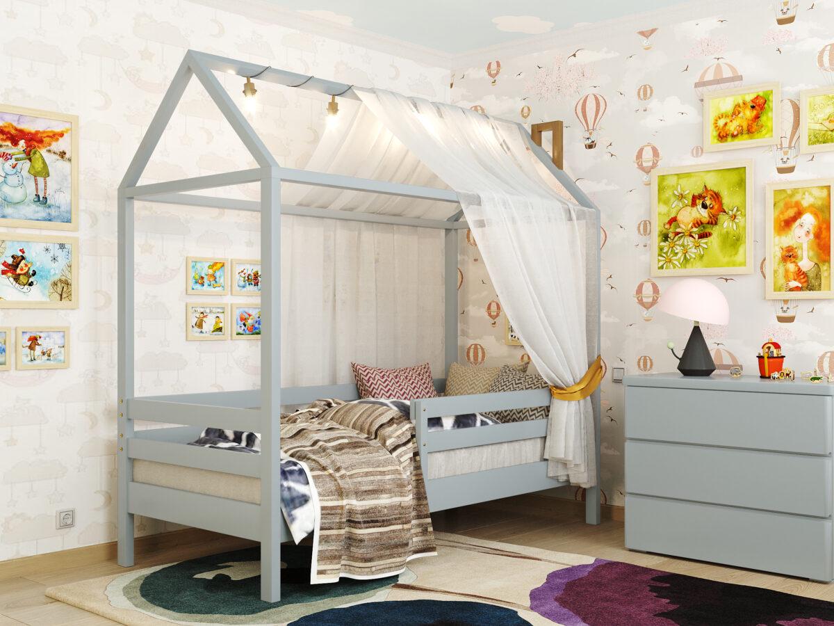 Кровать чердак Домик - Детская кровать для мальчика и девочки - Купить кроватку для детей