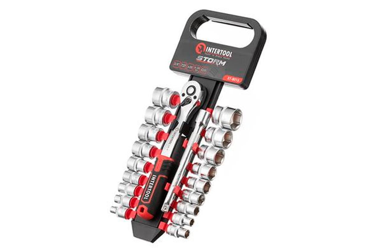 Набір інструменту на планці Intertool Storm 3/8" x 20 од. (ET-8015)