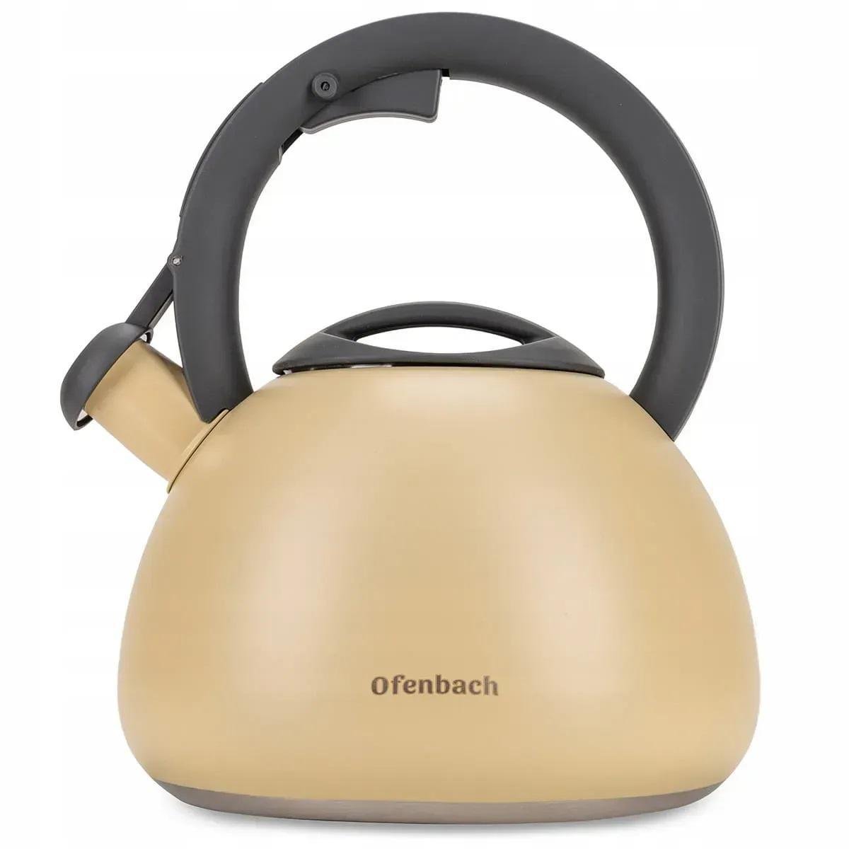 Чайник зі свистком та нейлоновою ручкою Ofenbach KM-100322 з нержавіючої сталі 2,7 л Бежевий (150-84-100322) - фото 1