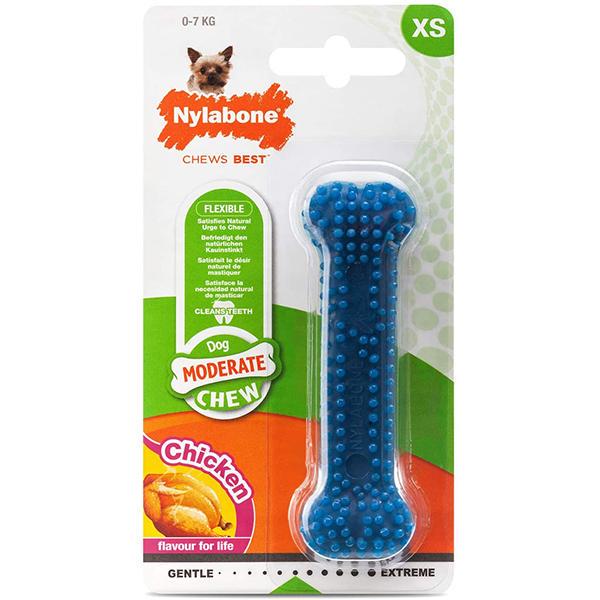 Игрушка для собак жевательная Nylabone Moderate Chew Dental Bone со вкусом курицы