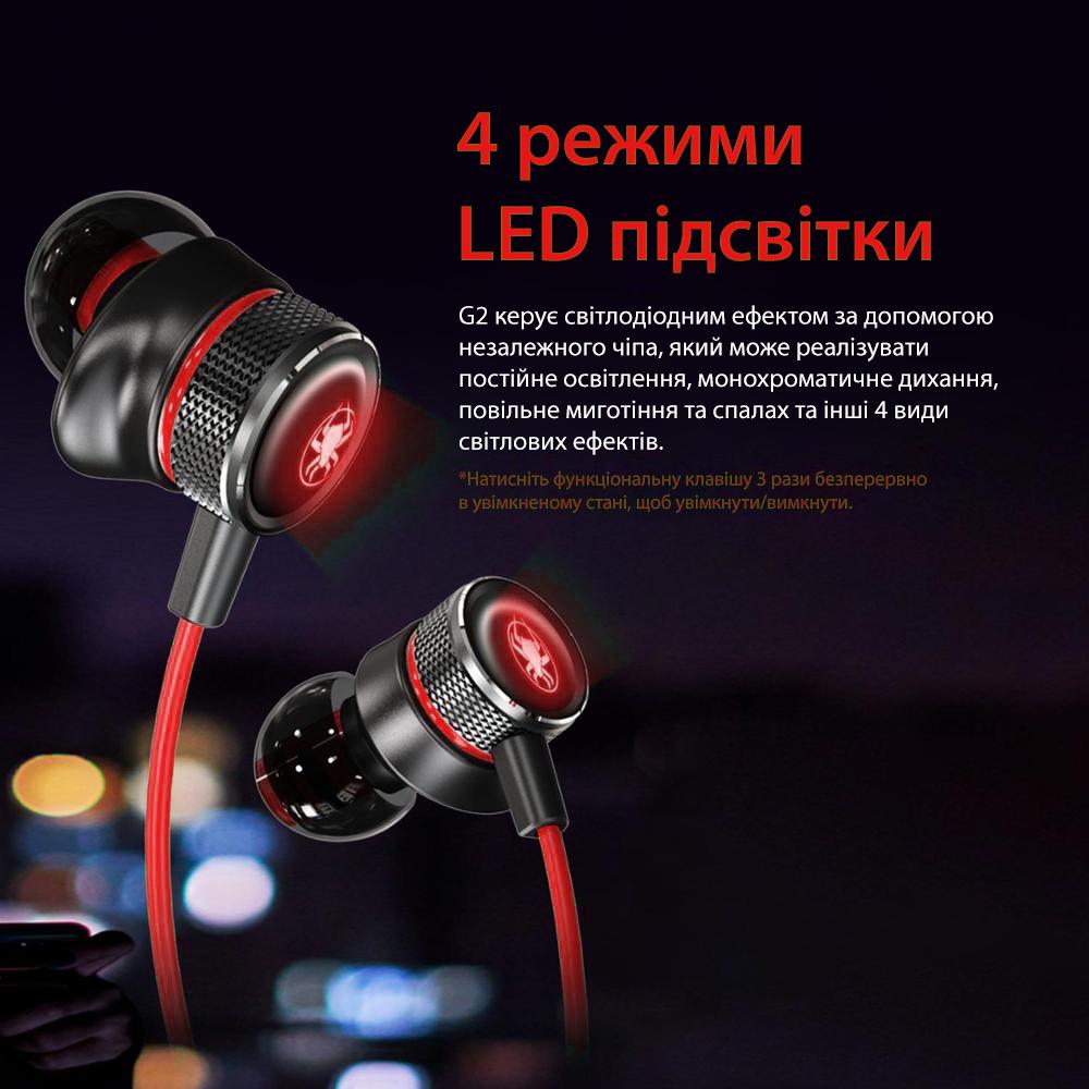 Навушники бездротові ігрові Plextone G2 Bluetooth 5.0 з мікрофоном та LED підсвічуванням Red - фото 3