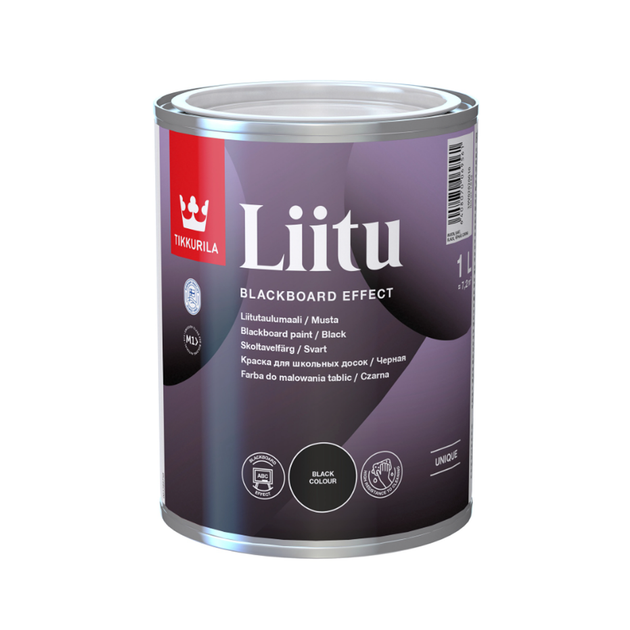 Фарба для шкільних дошок TIKKURILA Liitu 0,9 л Black (2303230012) Фарба для шкільних дошок TIKKURILA Liitu 0,9 л Black (2303230012)