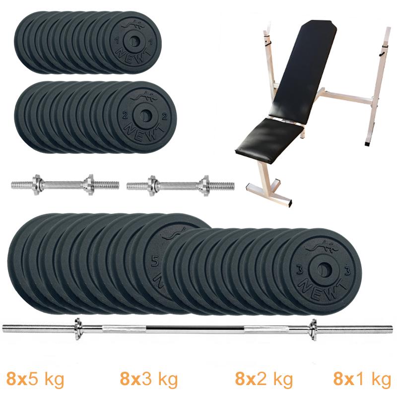 Скамья для жима Newt Gym Set-SKH Home с набором штанга + гантели 95 кг (NE-M-SKH-SET-95) - фото 7