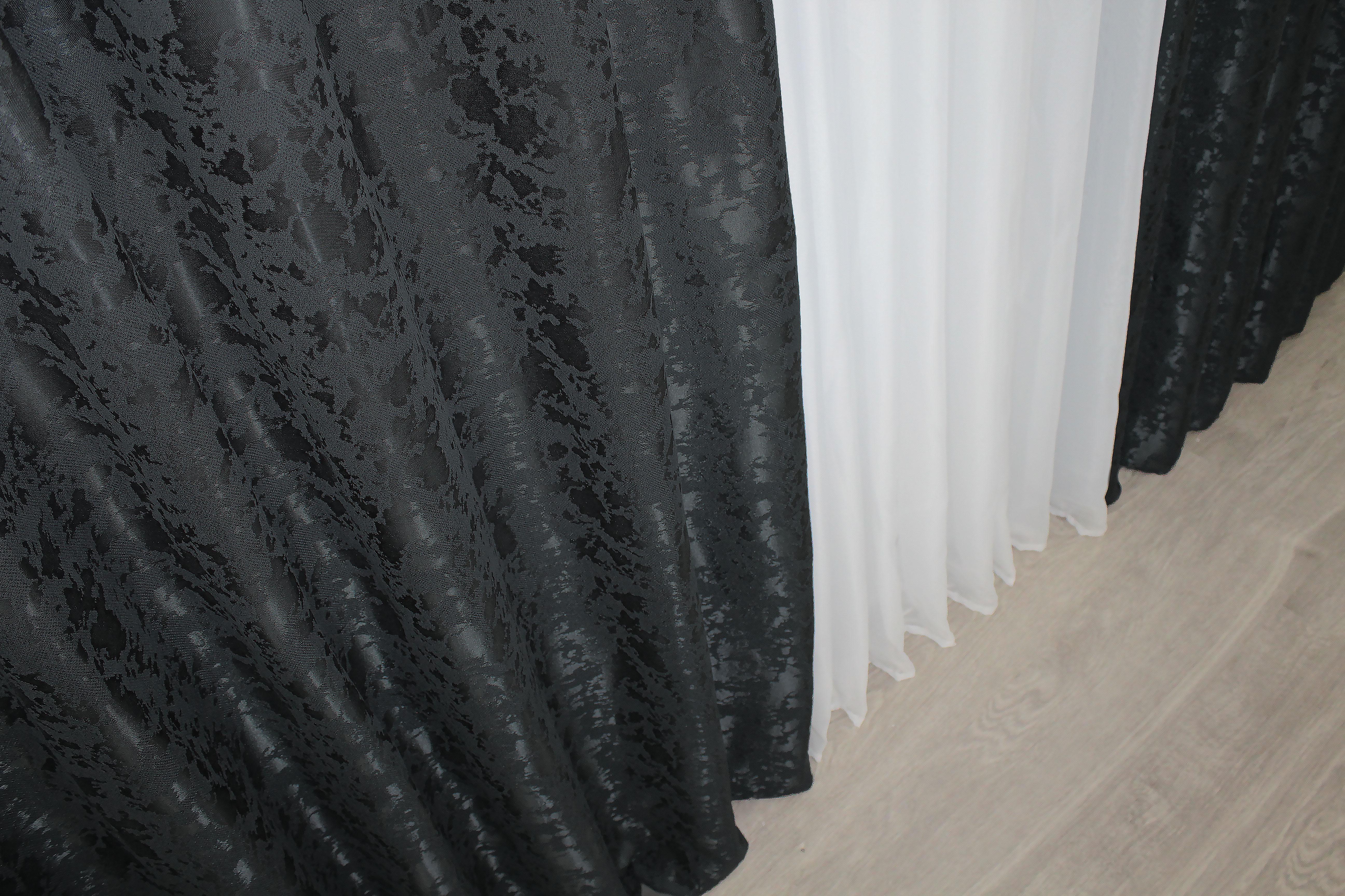 Комплект готовых штор VR-Textil Pavliani ХО №1262ш Лен мрамор 100х280 см 2 шт. Синий/Графитовый (31-560) - фото 7