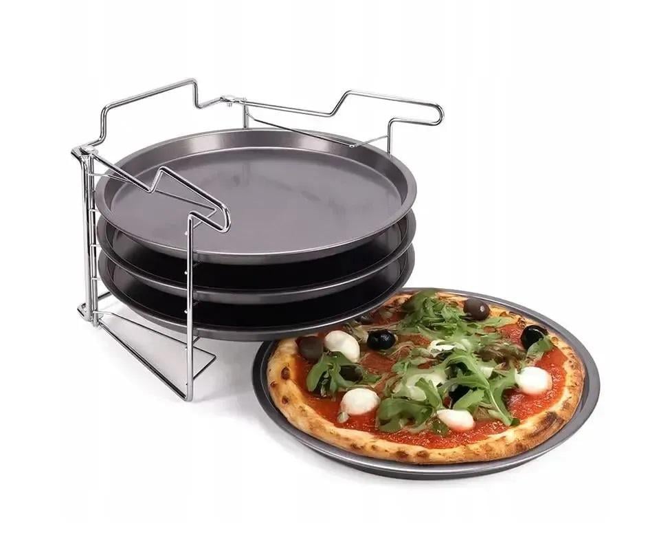 Набір форм для запікання піци Kamille КМ-6045 із вуглецевої сталі 30 см Сірий (150-84-6045) - фото 2