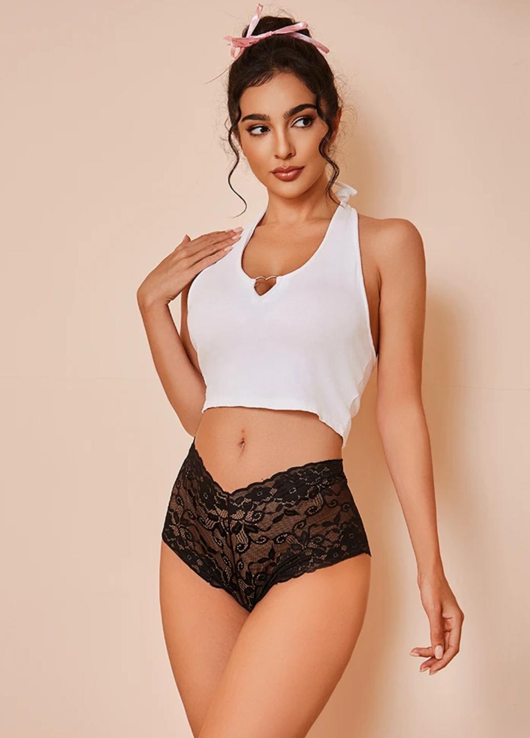 Трусики шортики женские кружевные Perfect Flowers XL Черный (1985-48-02) - фото 1