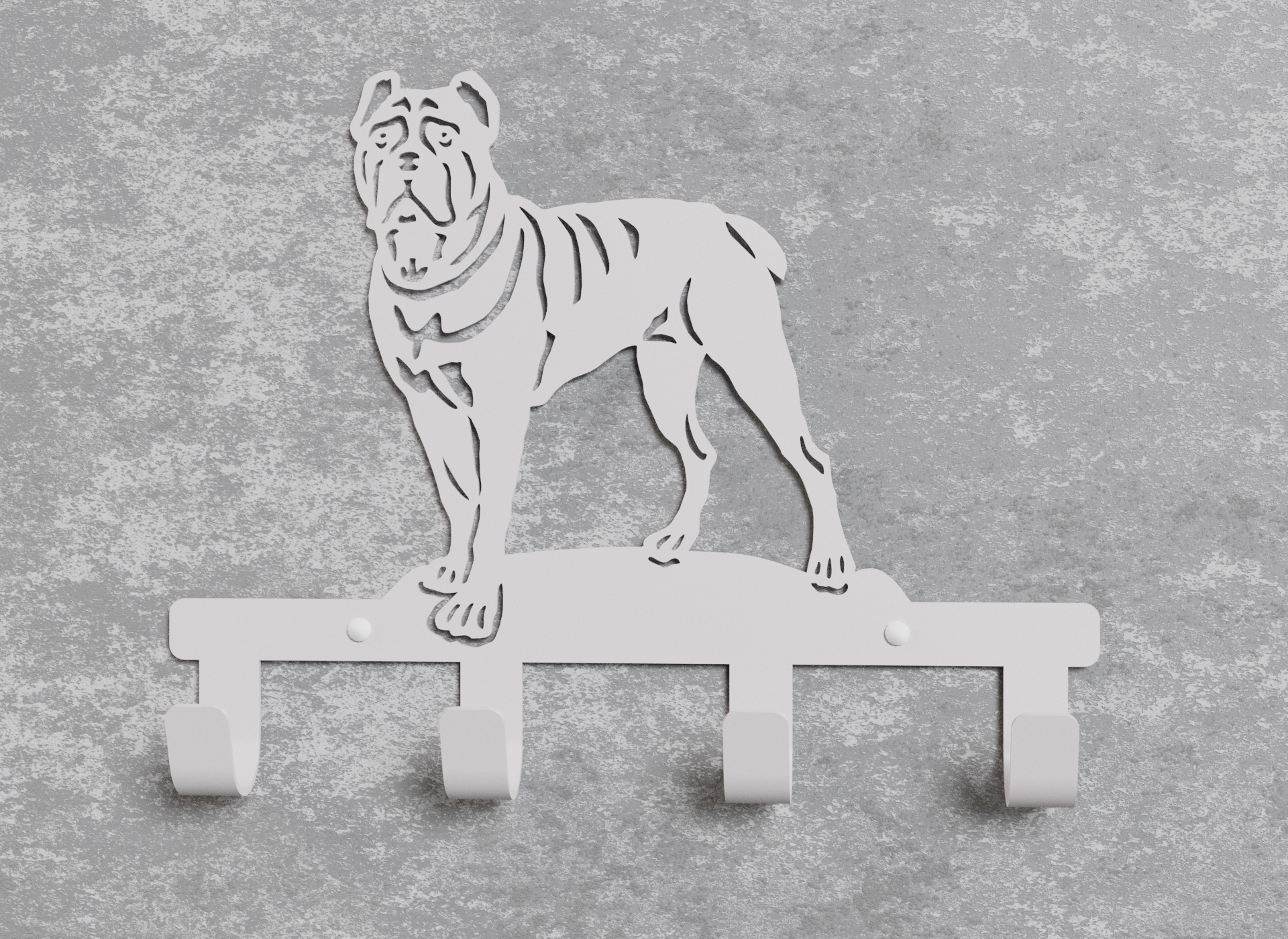 Вешалка настенная Loft-Craft Кане-корсо из металла Белый (AM-016-wh)