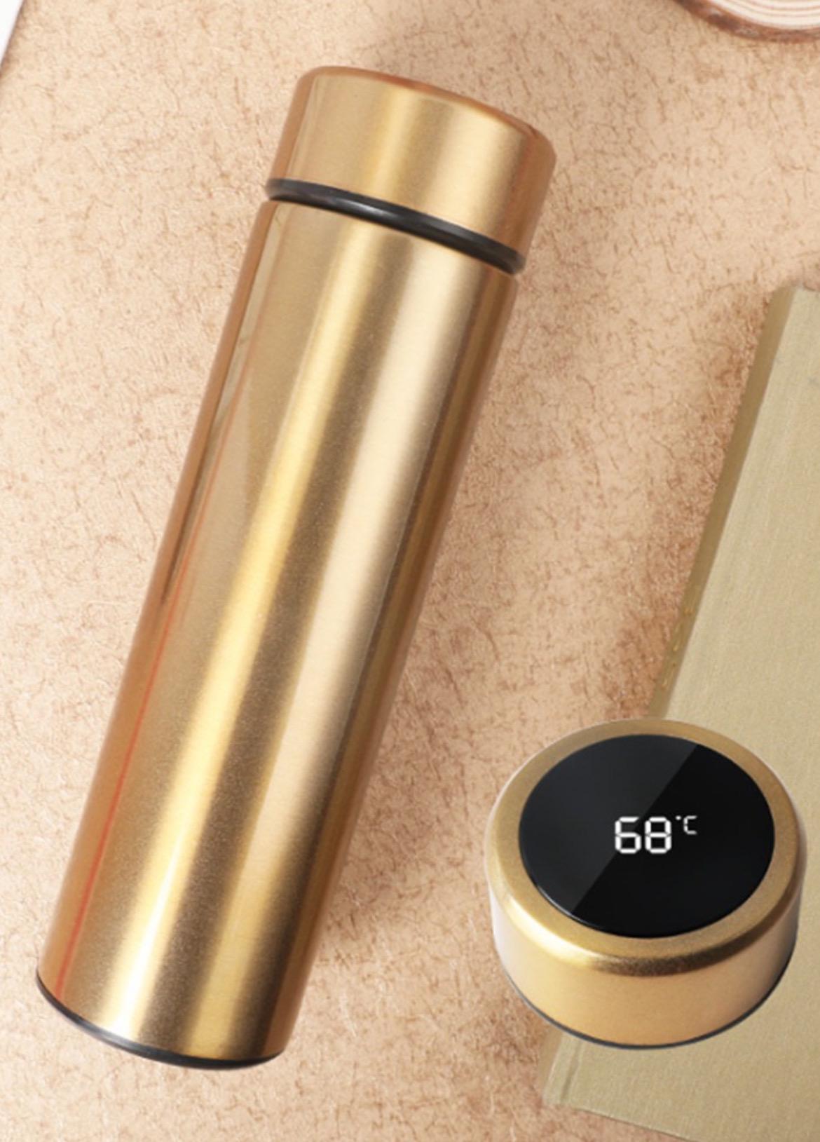 Термос Smart Cup Top для чаю та кави з сенсорним індикатором температури та ситом 500 мл Золотистий (74022А) - фото 2 Термос Smart Cup Top для чаю та кави з сенсорним індикатором температури та ситом 500 мл Золотистий (74022А) - фото 2