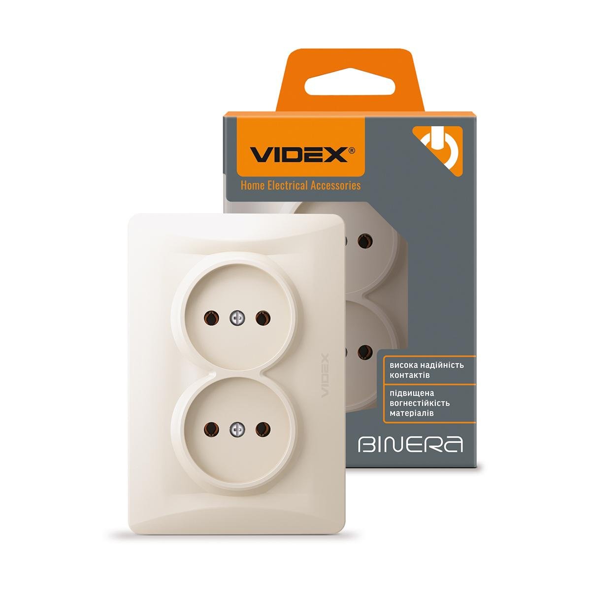 Розетка двойная Videx Binera Кремовый (11615)