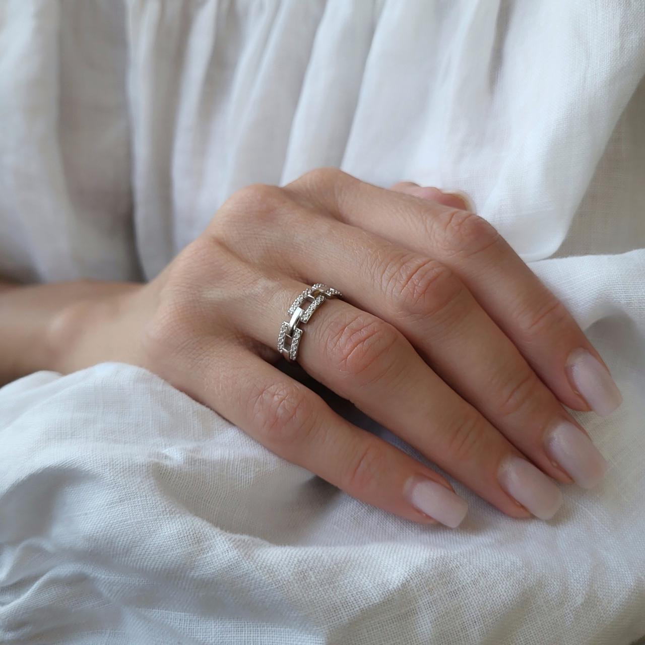 Каблучка з білими каменями срібло 925 проби родоване 1,90 г р. 18 (1425) - фото 5 Каблучка з білими каменями срібло 925 проби родоване 1,90 г р. 18 (1425) - фото 5