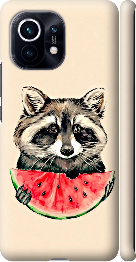 Чехол на Xiaomi Mi 11 Енотик с арбузом (4605m-2253-42517)