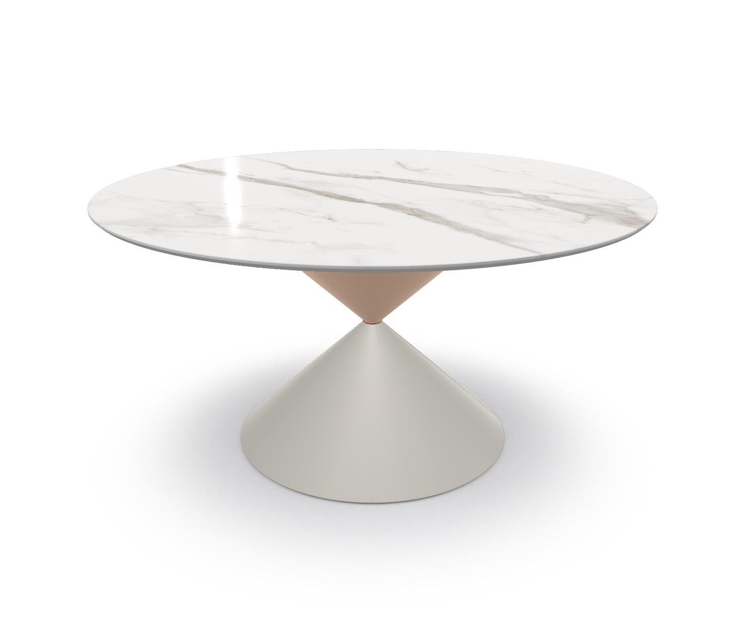 Обеденный стол Midj Clessidra Crystal Ceramica 120 см Calacatta Glossy White (T1960120)