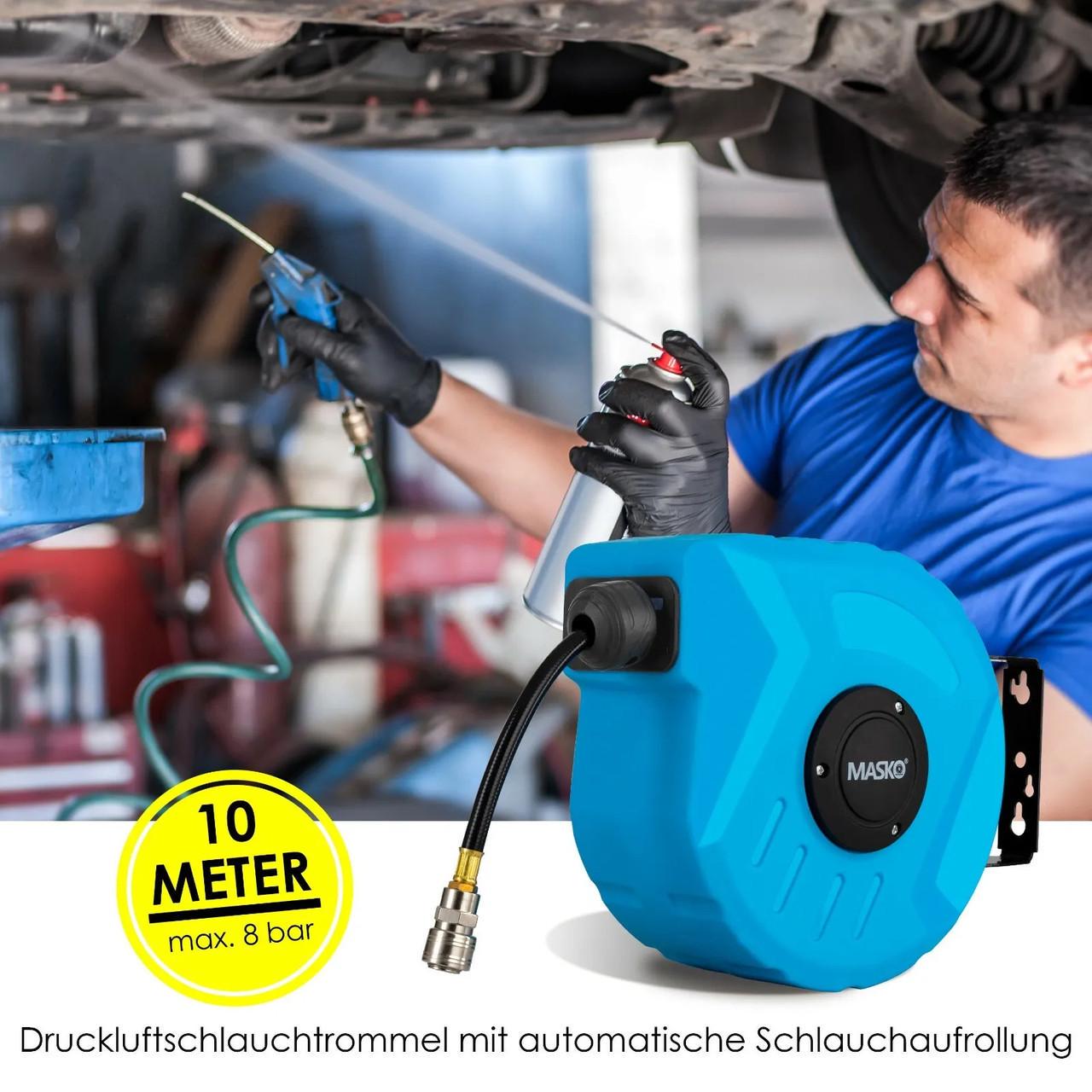 Шланг воздушный на автоматической катушке MASKO EU 1/4 барабан 10 м Синий - фото 6