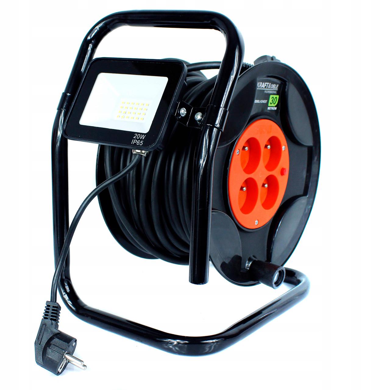 Удлинитель на катушке с фонарем Kraft&Dele KD4037 30 м (KD4037)