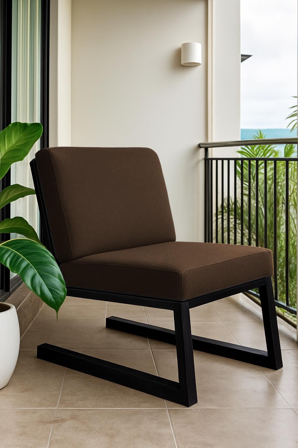 Кресло металлическое Tobi Sho Флекс DV18 с подушками 750х660х700 мм рогожка 08/Коричневый (DV184078)