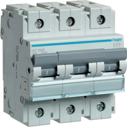 Автоматический выключатель Hager HLF380S 3 фаза C 80A ток короткого замыкания 10 kA