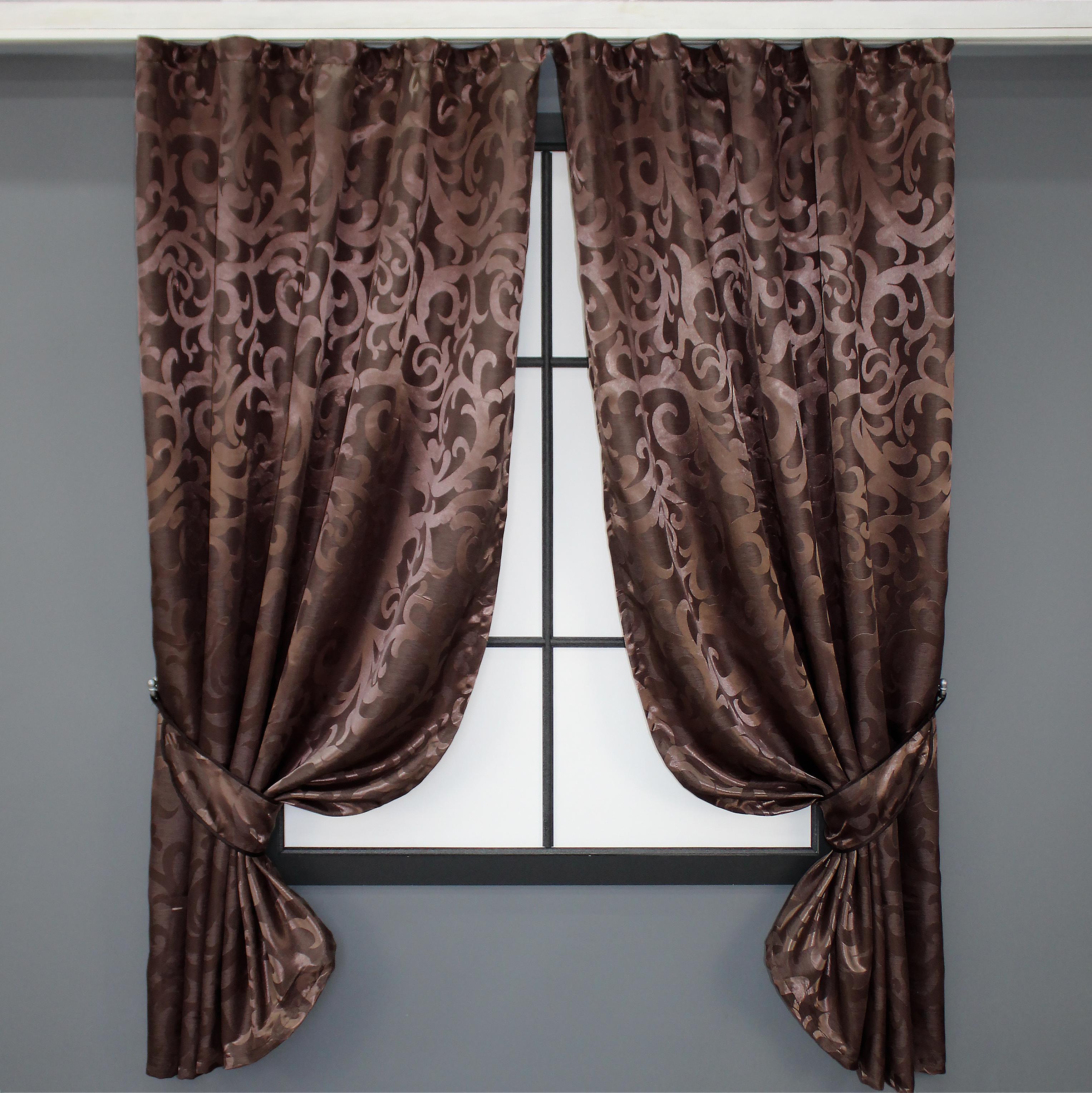 Комплект коротких штор VR-Textil жакард Вензель №092ш 130х170 см 2 шт. Коричневый (35-0018)