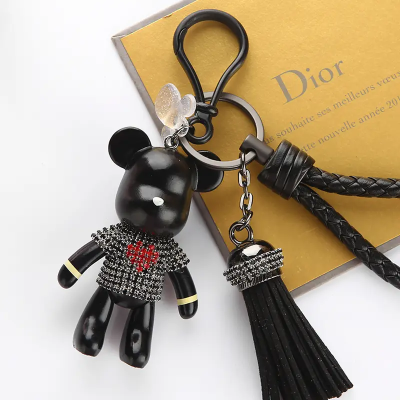 Брелок Bearbrick мишка со стразами Черный