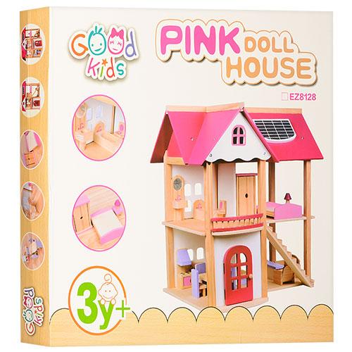 Кукольный домик с мебелью Розовый (1068)