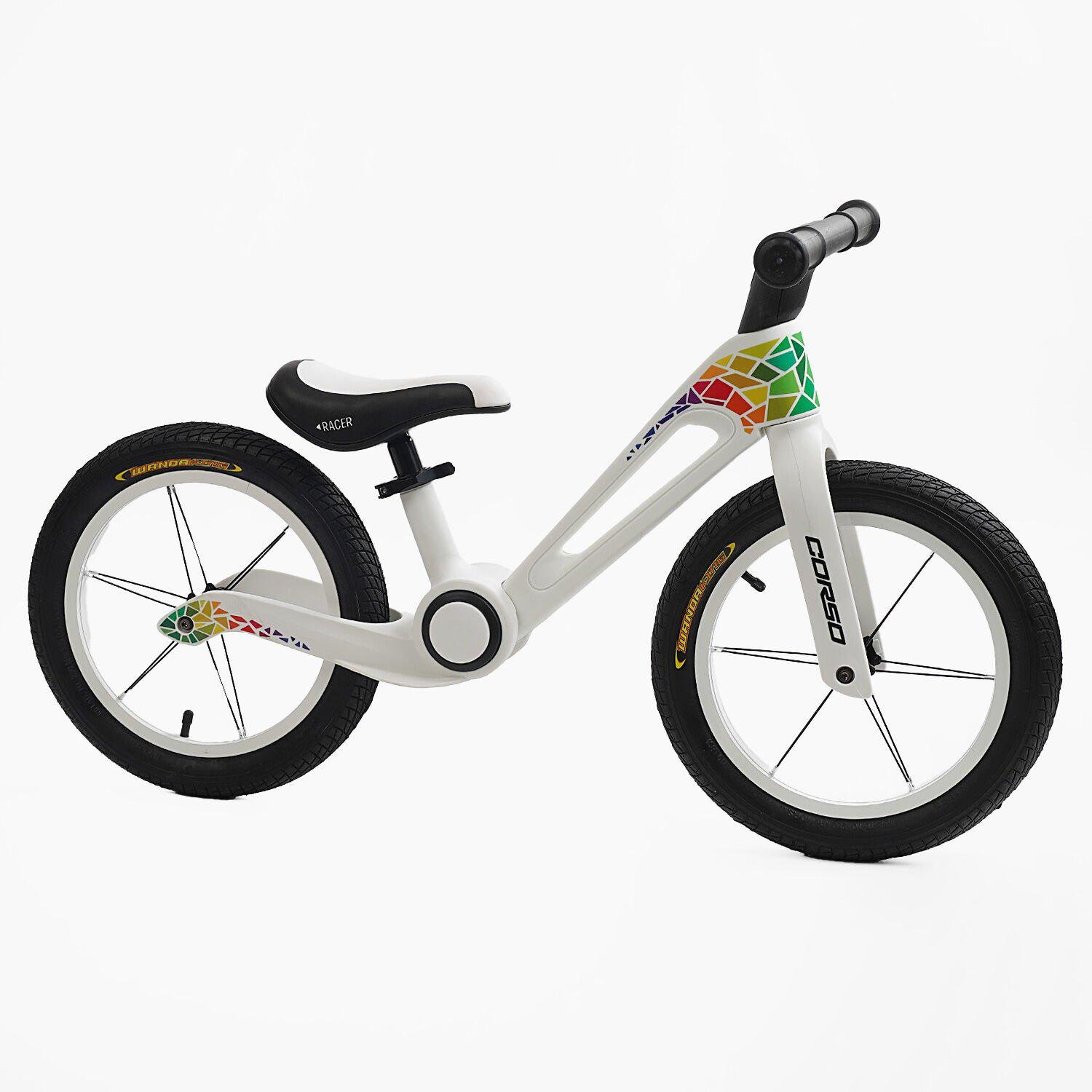 Біговел Corso складана нейлонова рама надувні колеса 14" Білий (NL-19903)