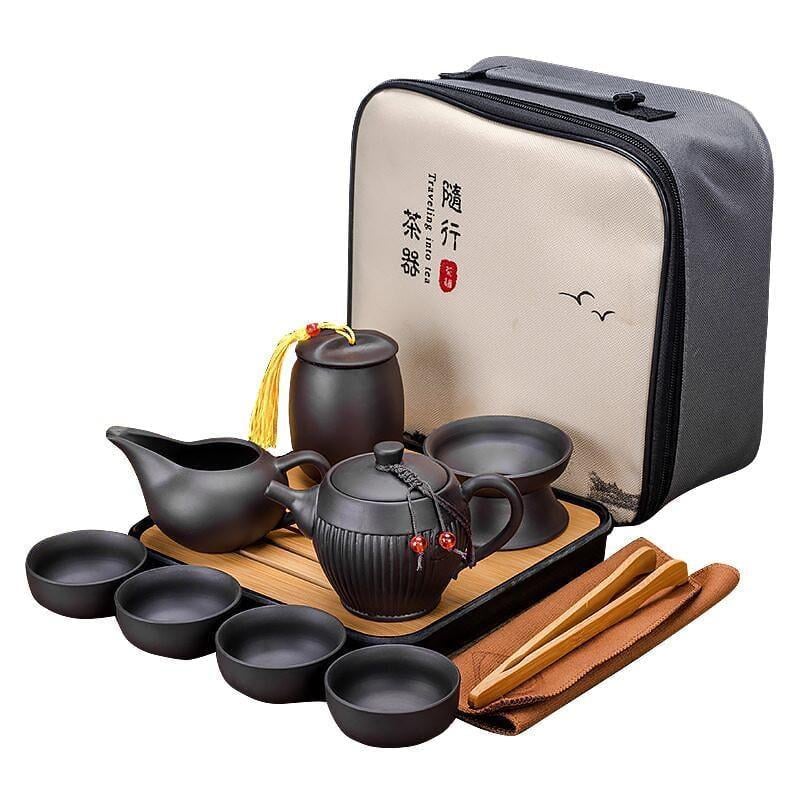 Набір дорожній TEA SET BAMBOO для чайної церемонії з керамічний 10 пр. Black (TB-1255)