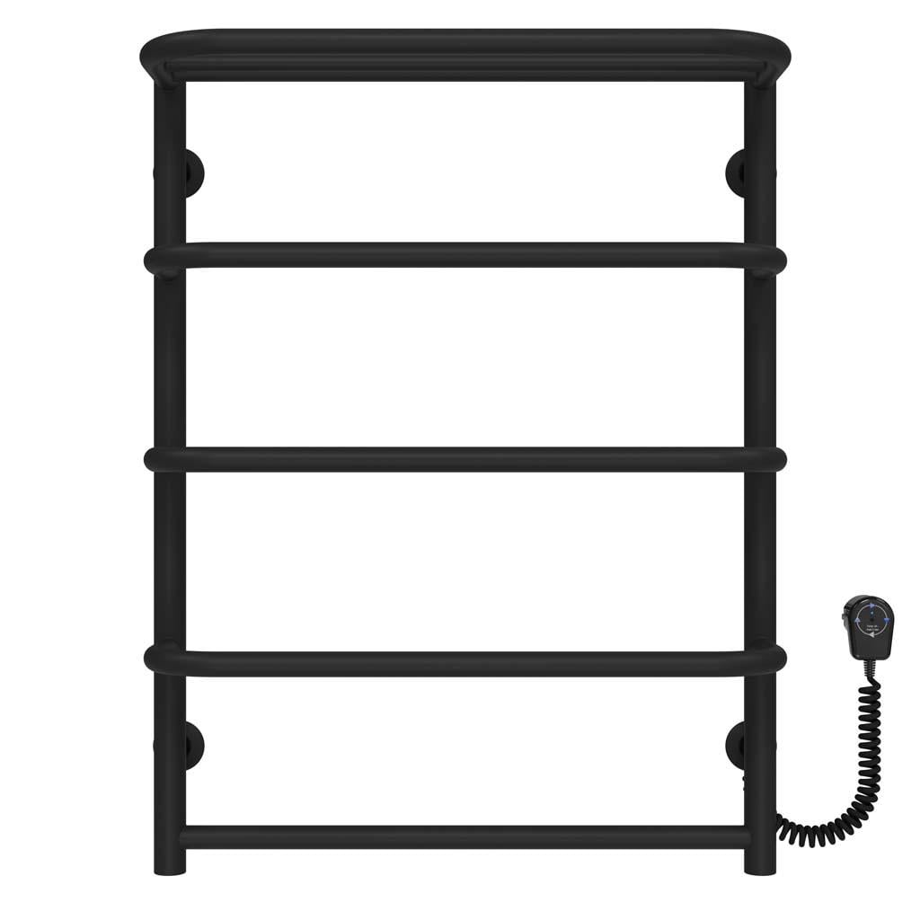 Полотенцесушитель электрический с полкой Deffi Стандарт П5 EF16 крашеная сталь 500х700 мм Черный Хром (D.SP.70.50.5.EBR5)