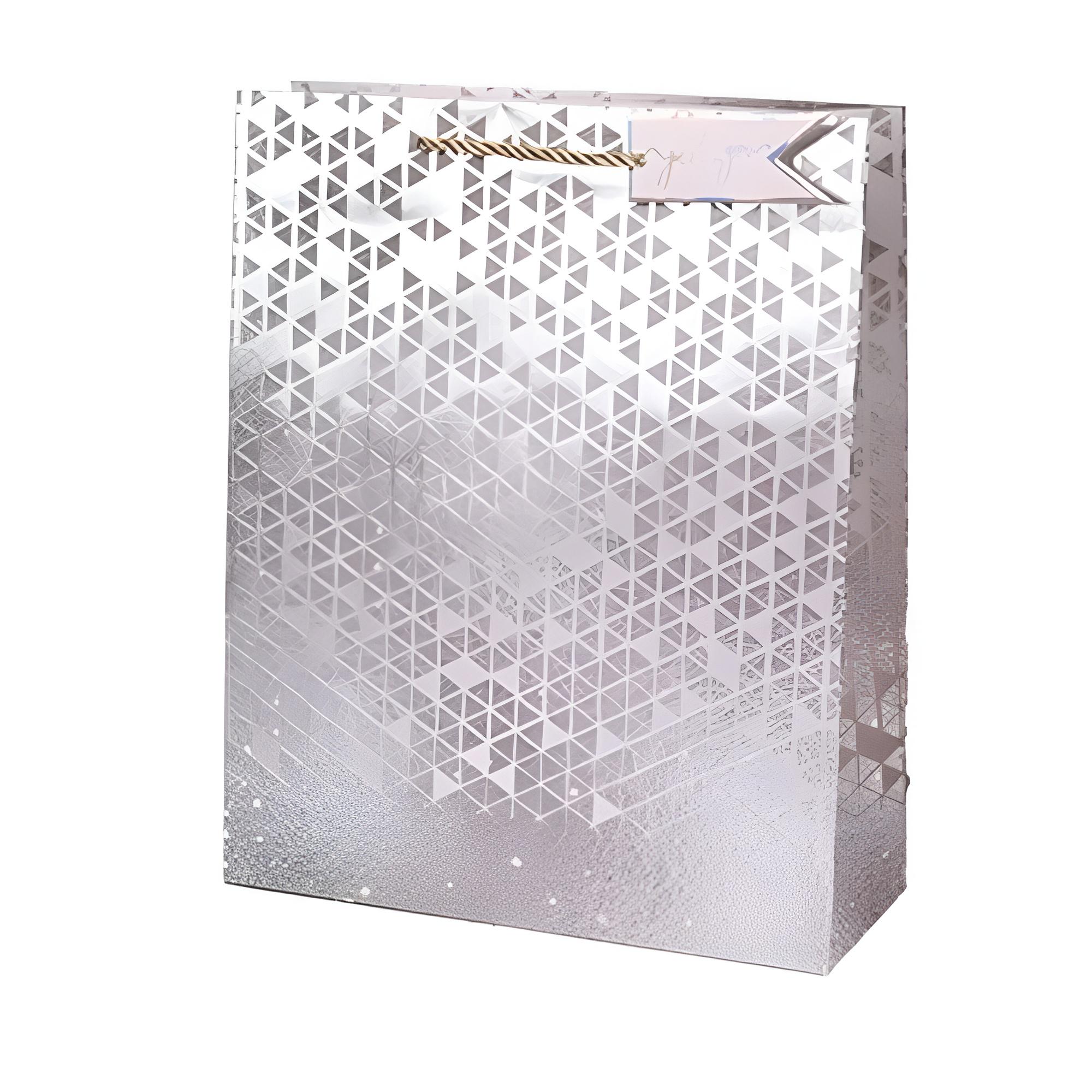 Подарунковий пакет Shine R98394-M 26х32х10 см Срібний Подарунковий пакет Shine R98394-M 26х32х10 см Срібний