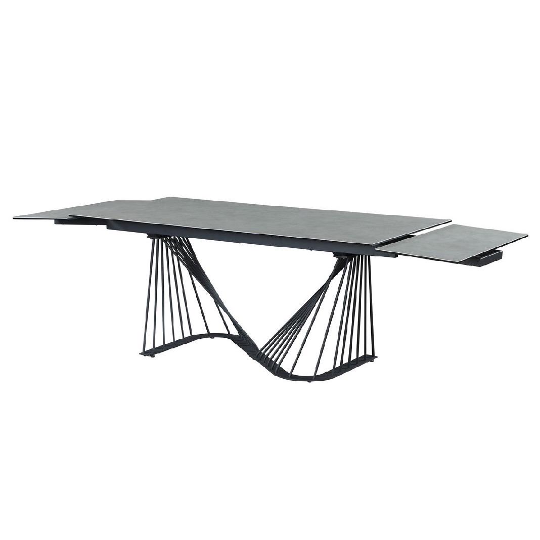 Стол обеденный раскладной Vetro Mebel TML-900 керамика/стекло/металл 90х180 см Серый аливери/Черный - фото 3