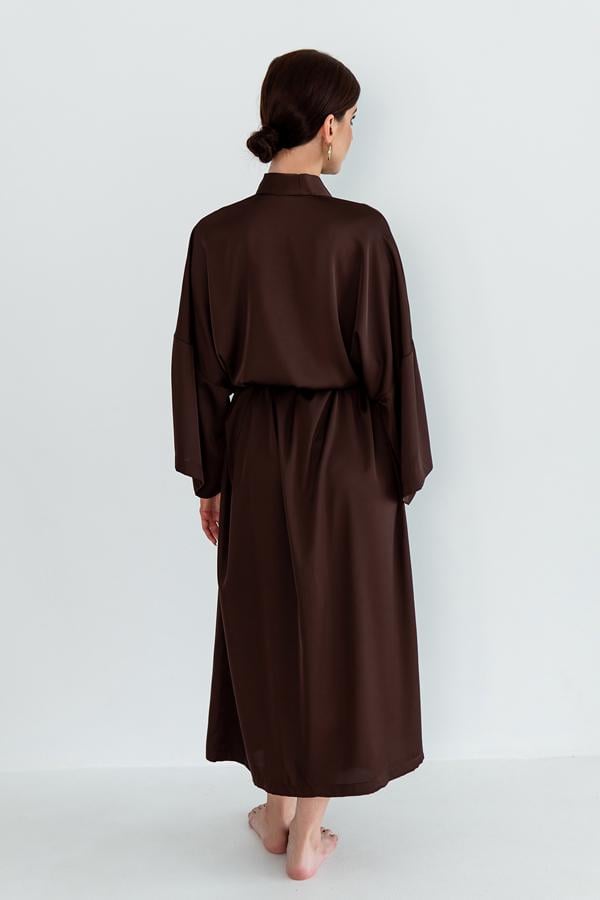 Халат шелковый Forli длинный OS Coffee (SH0035-08-04) - фото 3 Халат шелковый Forli длинный OS Coffee (SH0035-08-04) - фото 3