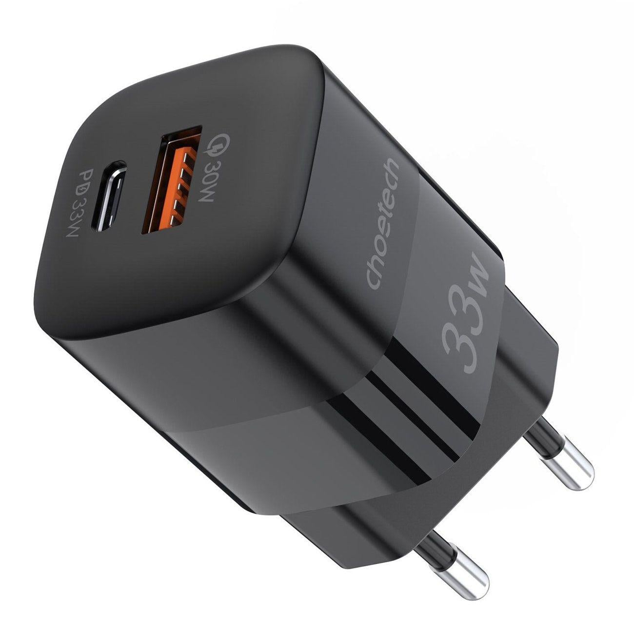 Зарядное устройство сетевое Choetech PD5006 USB-C+USB-A 33 Вт с быстрой зарядкой Черный (PD5006-EU-BK)