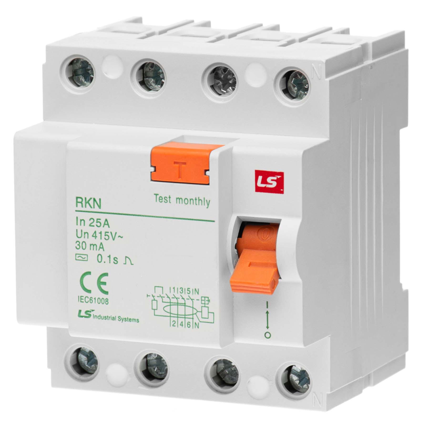 Устройство защитного отключения LS Electric RKN 4P 25 А 6 кА 30 мА АС (062400378B)