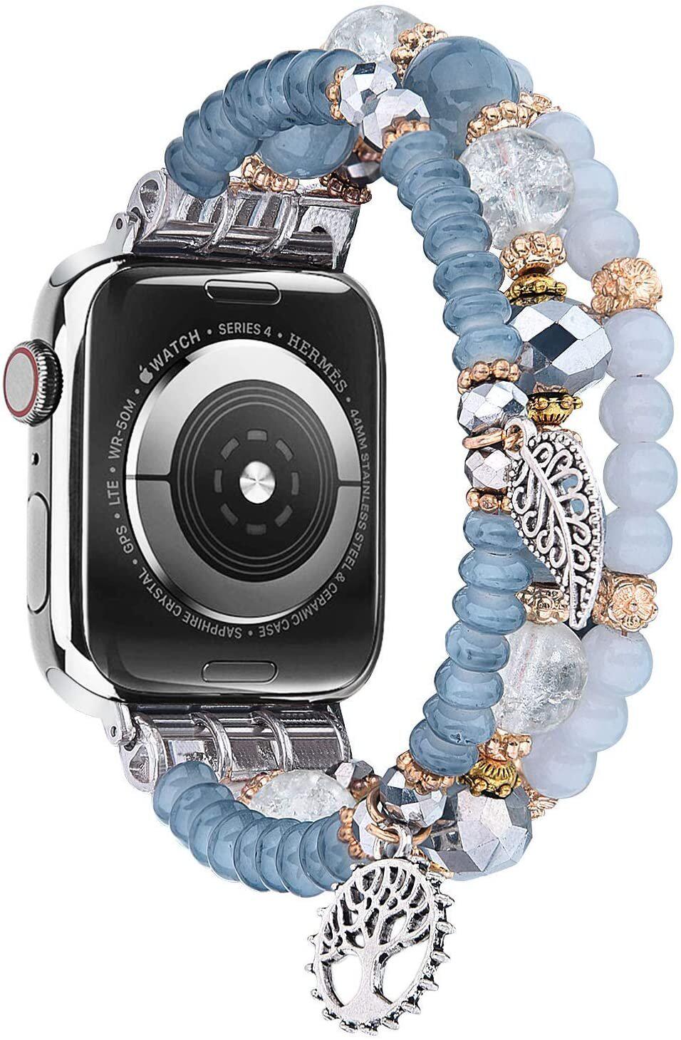 Ремешок для Apple Watch с кристаллами павлина и агата 38-40 мм Горный хрусталь