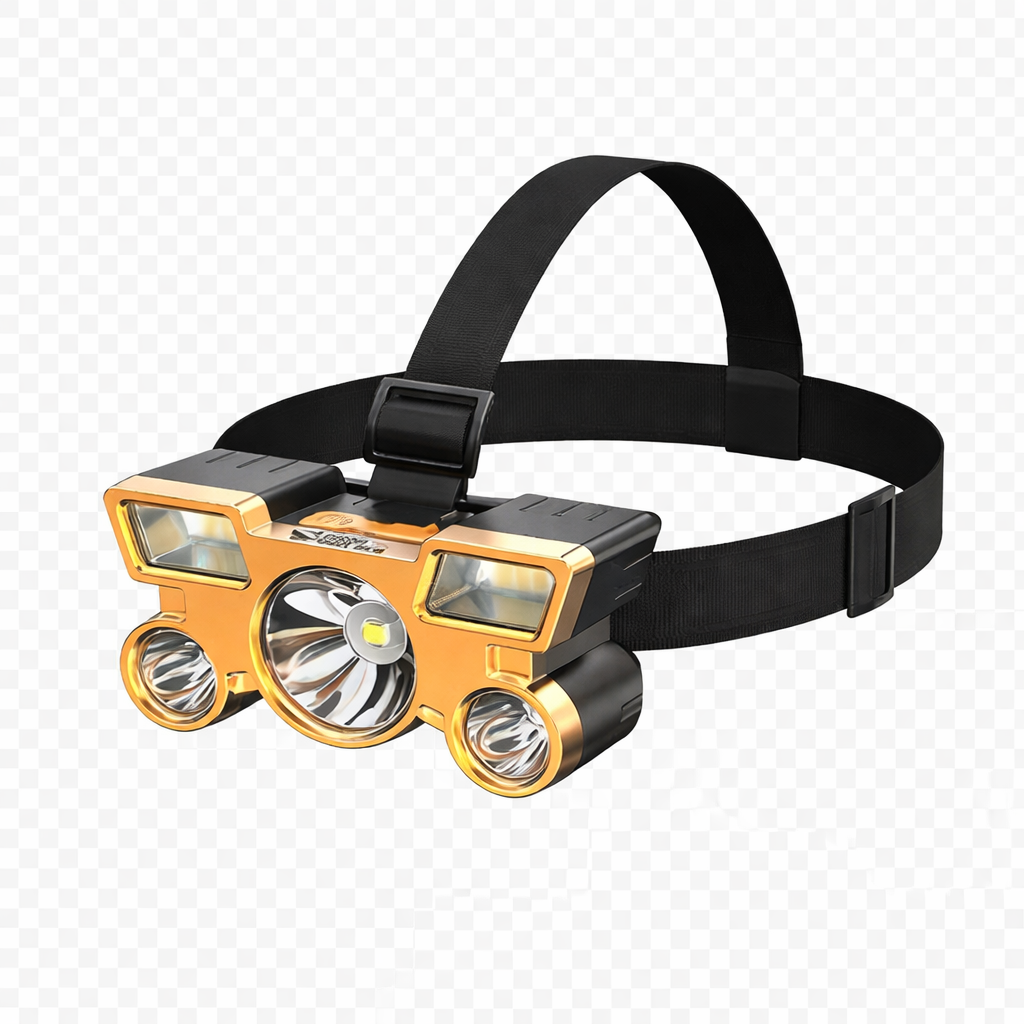 LED-фонарь налобный аккумуляторный Shark Smiling K71-Gold/B тактический 5 светодиодов (33284345)