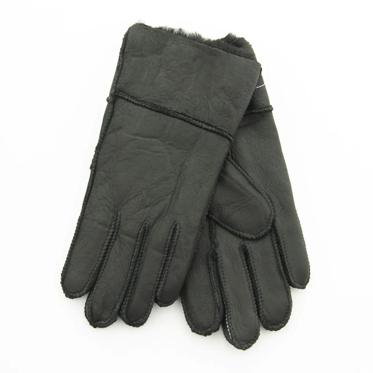 Детские перчатки из натуральной кожи 7-10 лет р. 14 Черный (19С-2)