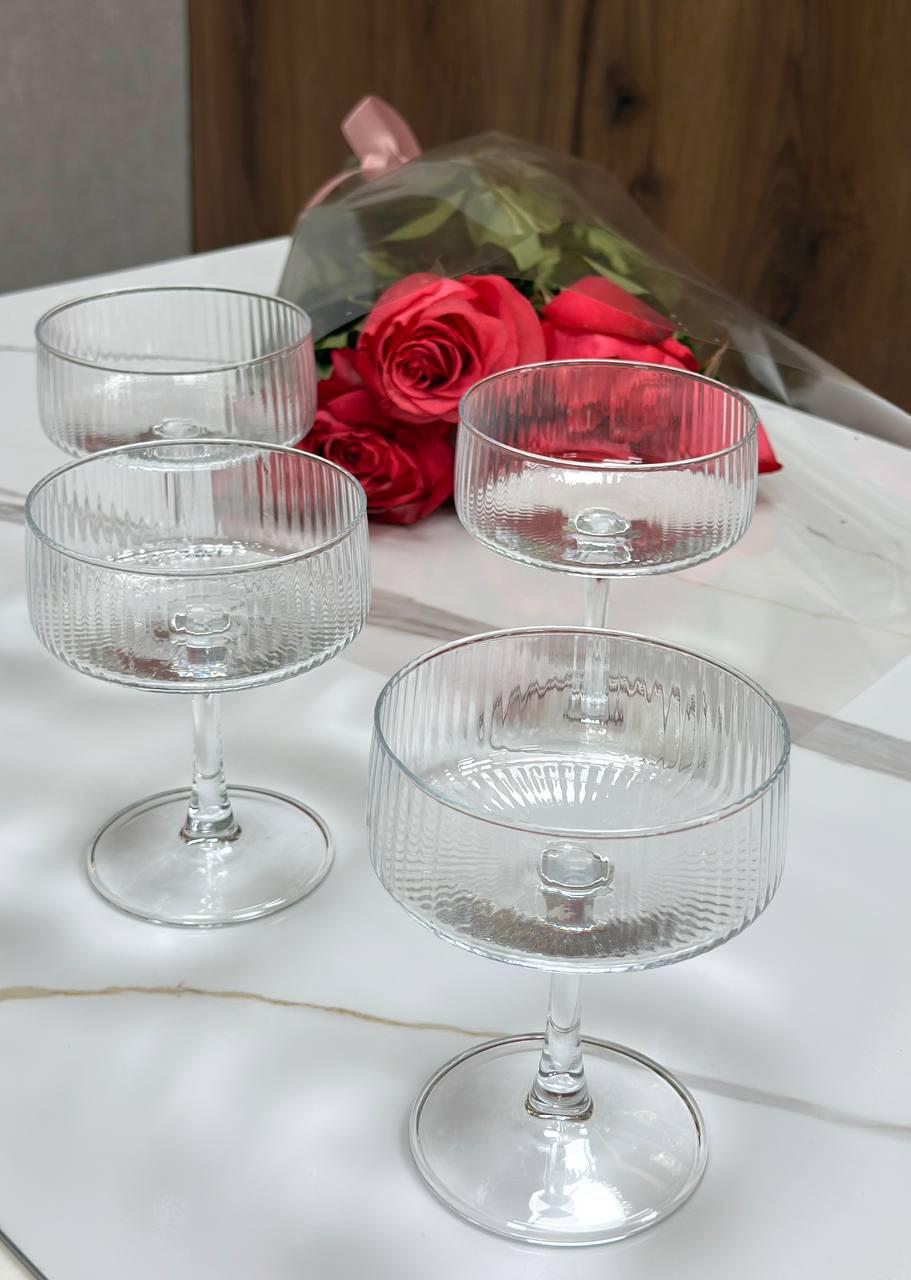 Набор бокалов для мартини Olens Джинги стеклянных 4 шт. 250 мл Прозрачный (102-1594)
