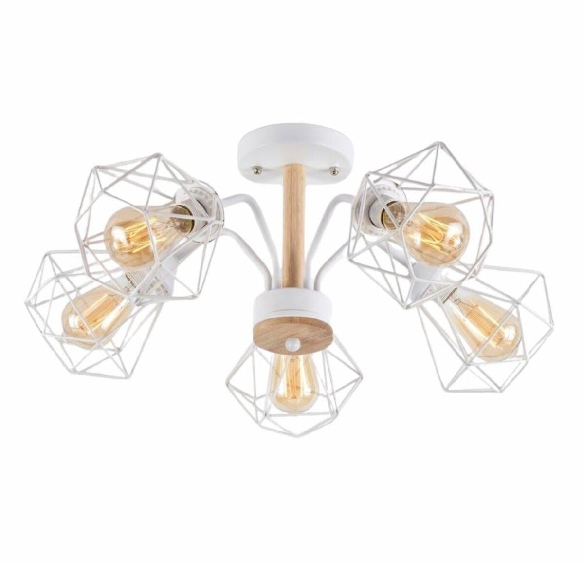 Люстра потолочная в стиле лофт Light House SRS-20603/5 WT Белый/Дерево