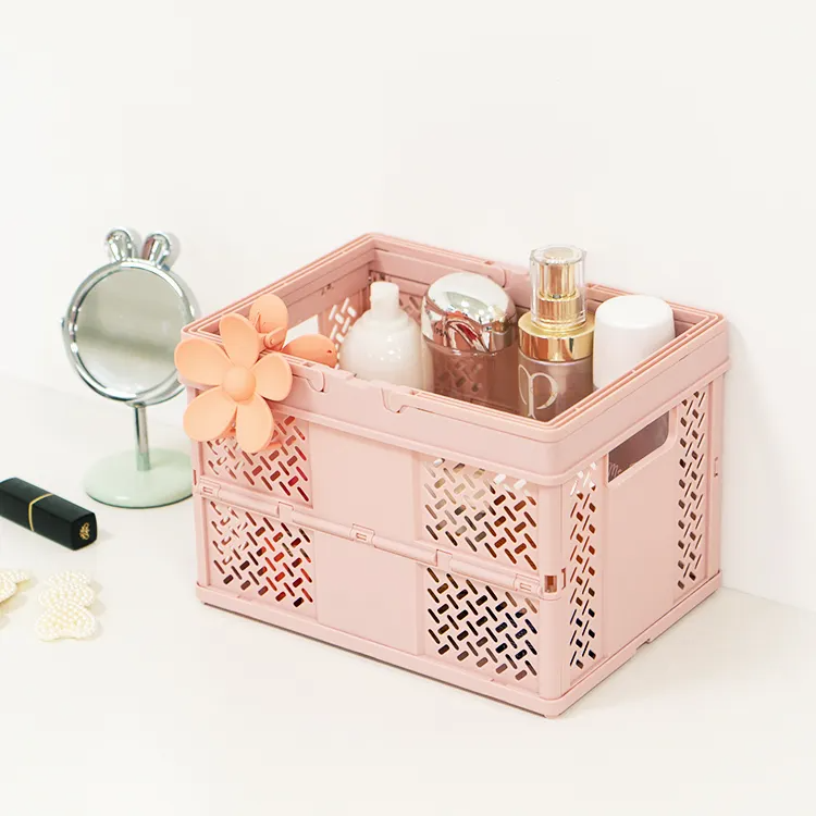 Корзина для хранения складная с ручками 24х18х16 см Розовый