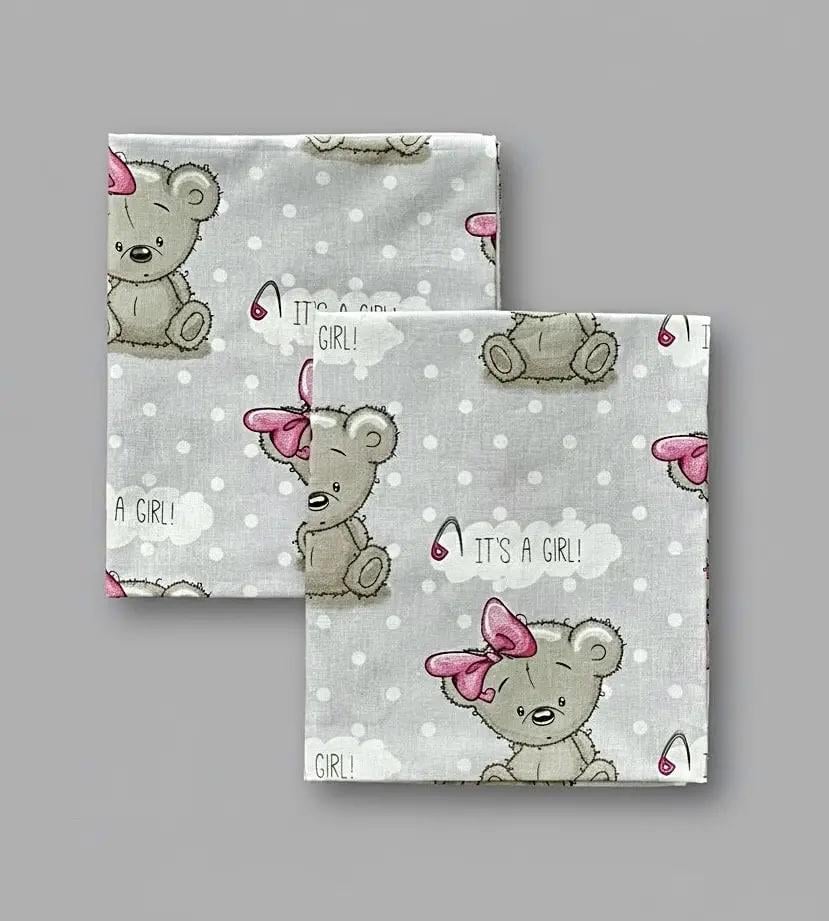 Пеленка детская BST из натуральной хлопковой ткани 2 шт. 90х80 см Серо-розовый (2506167356)