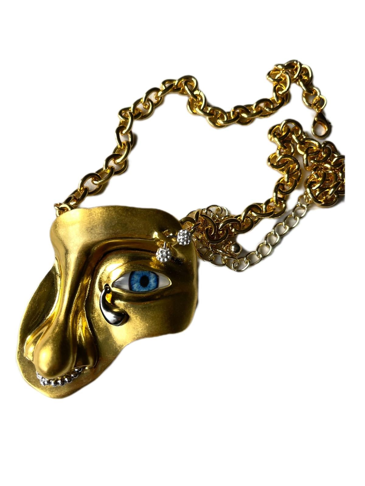 Кольє Сяй у формі обличчя з пірсингом Золотий (4334343434)