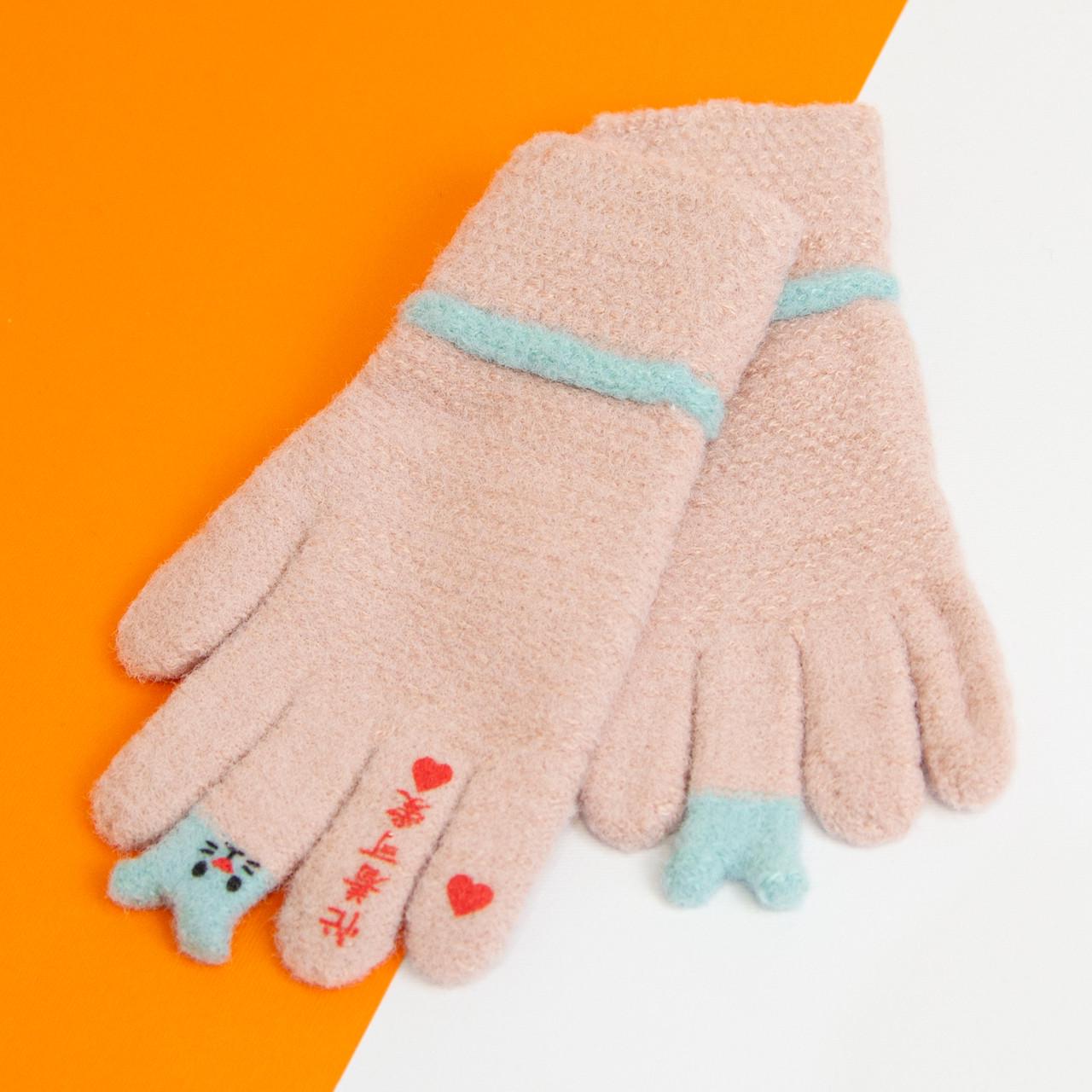 Рукавички дитячі на 6 - 7 - 8 - 9 років для дівчаток Рожевий (20-25-9)