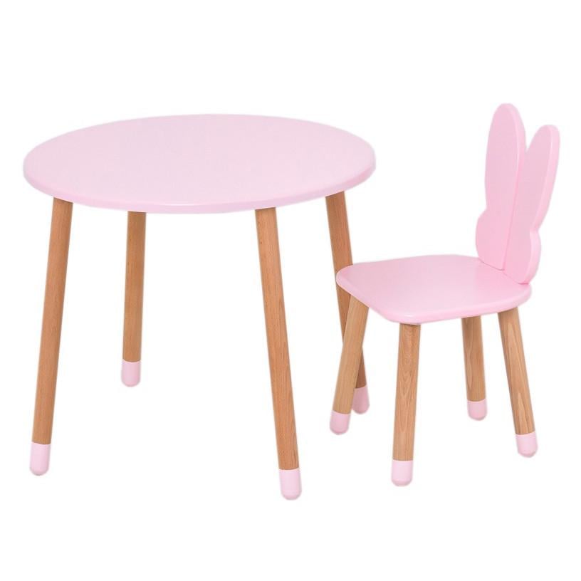 Дитячий стіл зі стільцем Bambi комбінований 60х60х53 см Рожевий (KL-154-R-36)