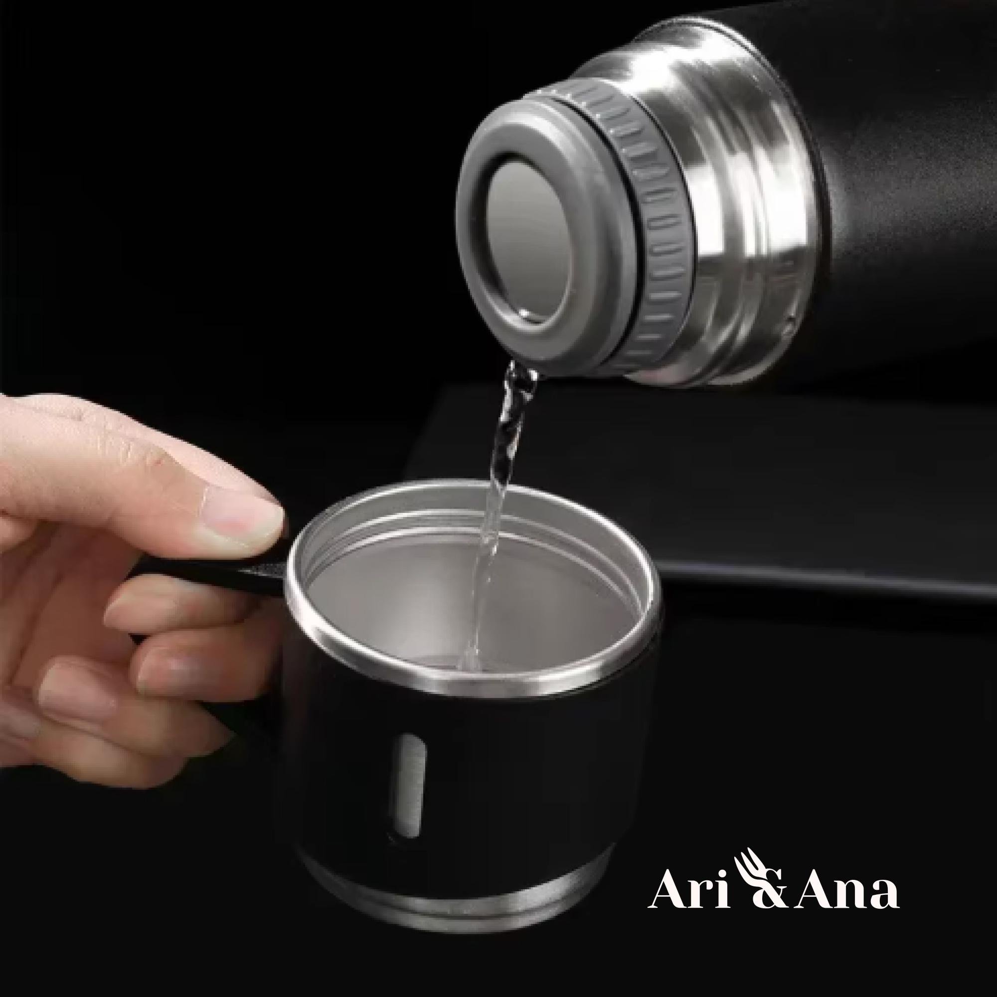 Подарочный набор Ari/Ana Термос 500 мл и 3 чашки для напитков нержавеющая сталь Черный - фото 8 Подарочный набор Ari/Ana Термос 500 мл и 3 чашки для напитков нержавеющая сталь Черный - фото 8