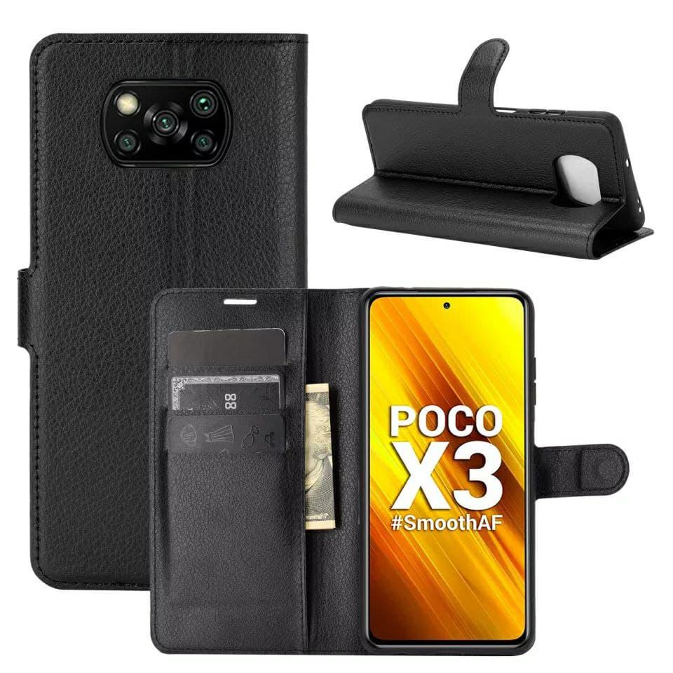 Чохол книжка з кишенями для карт на Poco X3 / X3 Pro Чорний (120316_1)