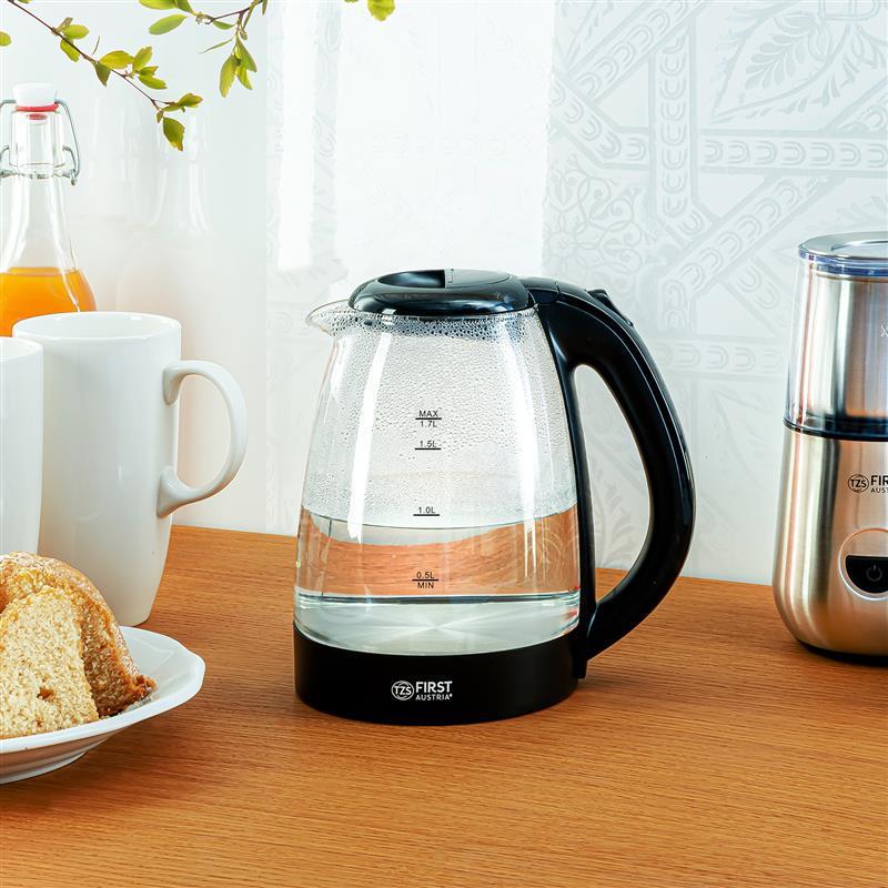 Чайник электрический First FA-5404-1-BA стеклянный корпус 2200 Вт 1,7 л Черный (626262) - фото 4 Чайник электрический First FA-5404-1-BA стеклянный корпус 2200 Вт 1,7 л Черный (626262) - фото 4