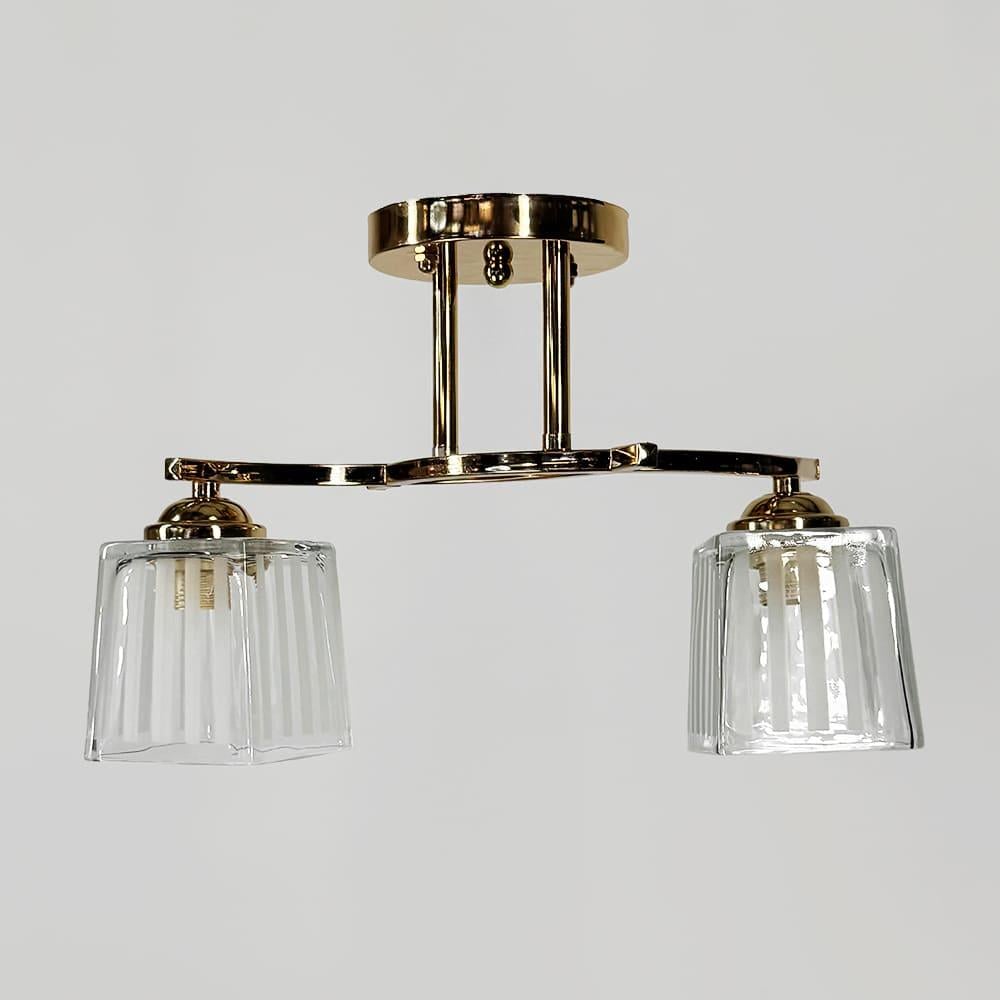Люстра стельова Light House LNF-17531/2 FGD з прозоро-смугастим плафоном Золотий
