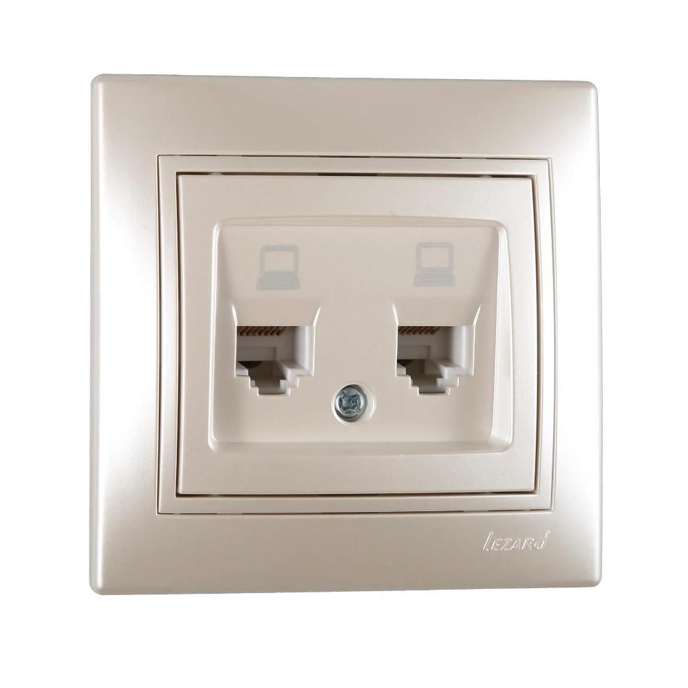 Розетка двойная компьютерная MIRA Белый перламутр