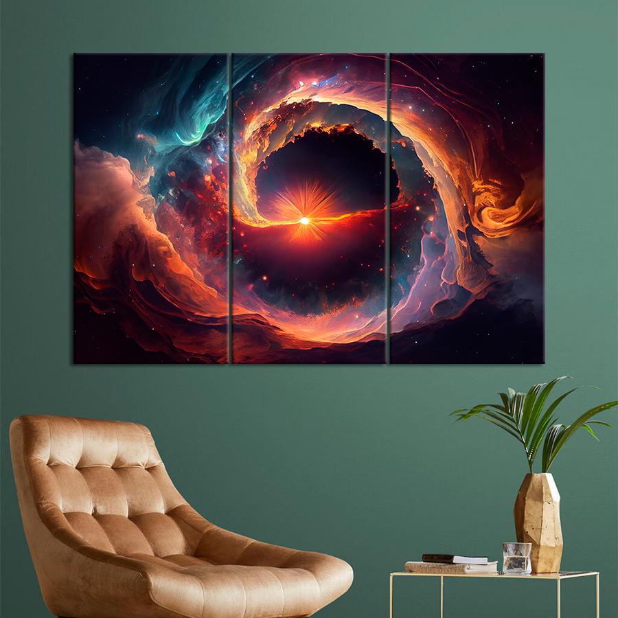 Картина космос Яркая звезда в центре галактики 78x48 см (A1298-3)