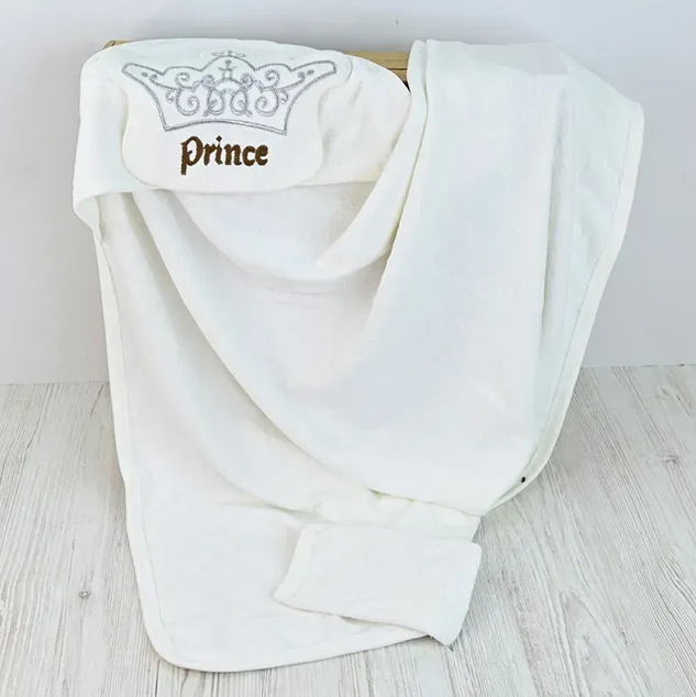 Полотенце для купания новорожденного Prince с капюшоном с уголком 90х90 см (131)