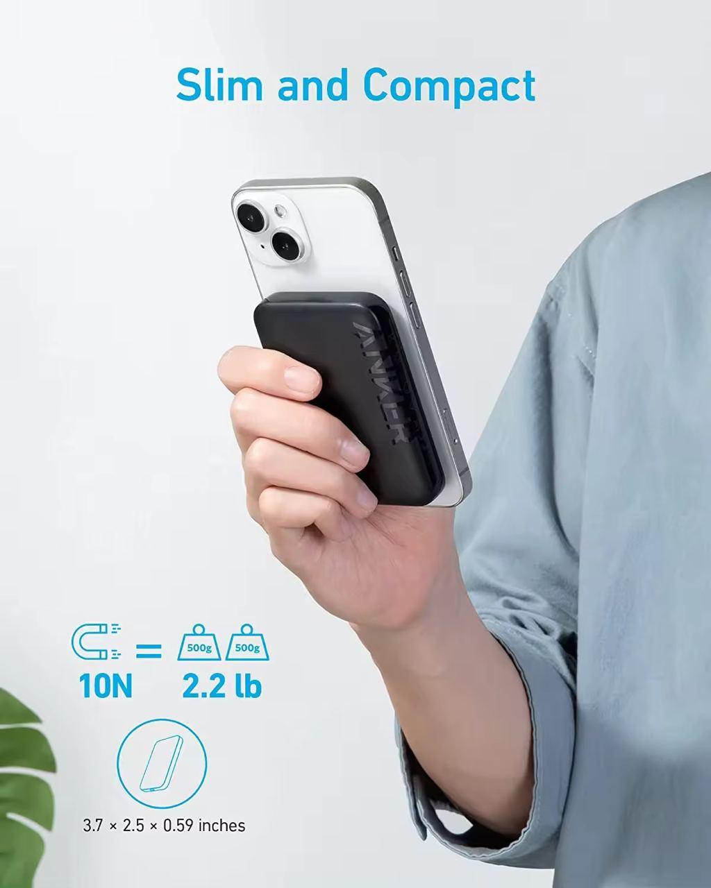 Повербанк магнітний Anker MagGo 321 Magnetic Magsafe 5000 mAh Чорний (26389476) - фото 6